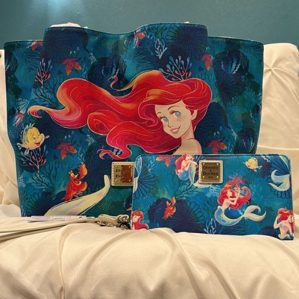 Dooney & Bourke X Disney Ariel The Little Mermaid Tote Bag & Wristlet Wallet NWT